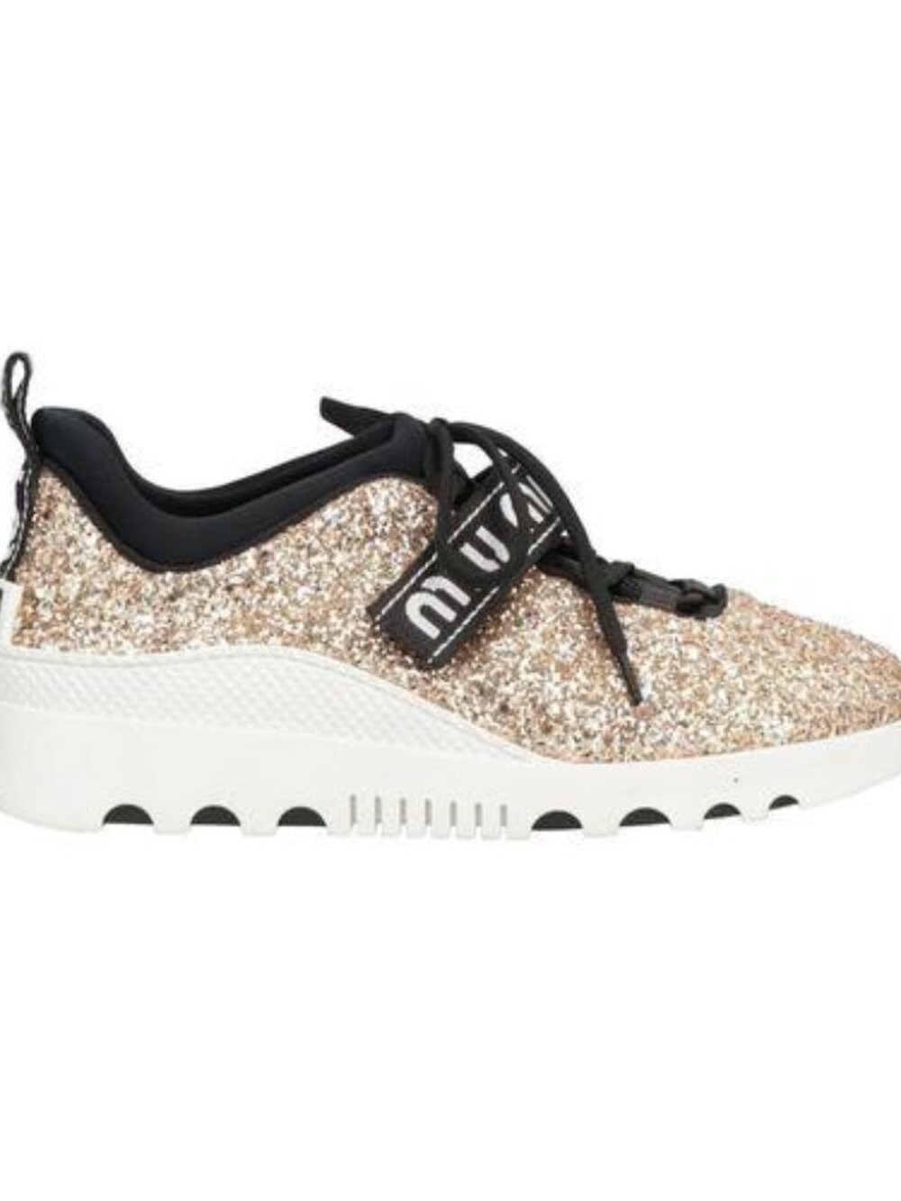 Miu Miu Shimmer Low Top Sneaker - White Pink
